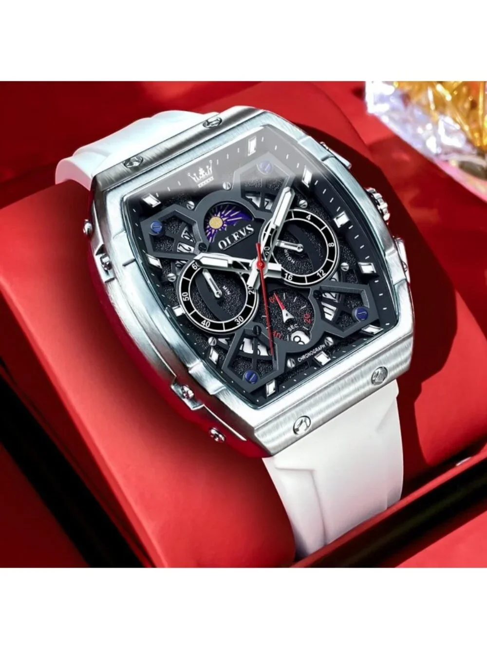 Luxury Casual Square Skeleton Chronograph Watch for Men - Stylish Timepiece